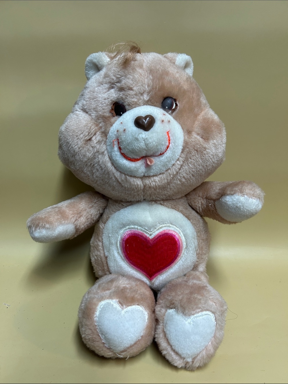 Vintage 1983 TENDER HEART Bear Care Bears Plush Kenner beige with heart 13”